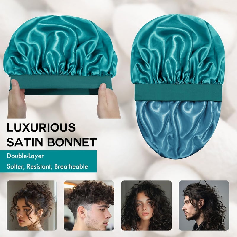 Doitory Store Satin Silk Bonnet for Sleeping, Double Layer Silk Sleep Cap for Men & Women, Soft Satin Lined Bonnet for Curly Hair - Image 2